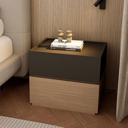 Velador Moderno Lara 2 Cajones Negro/Espresso TU MESITA