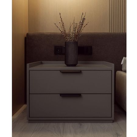 Velador Moderno Toribio 2 Cajones Plomo TU MESITA