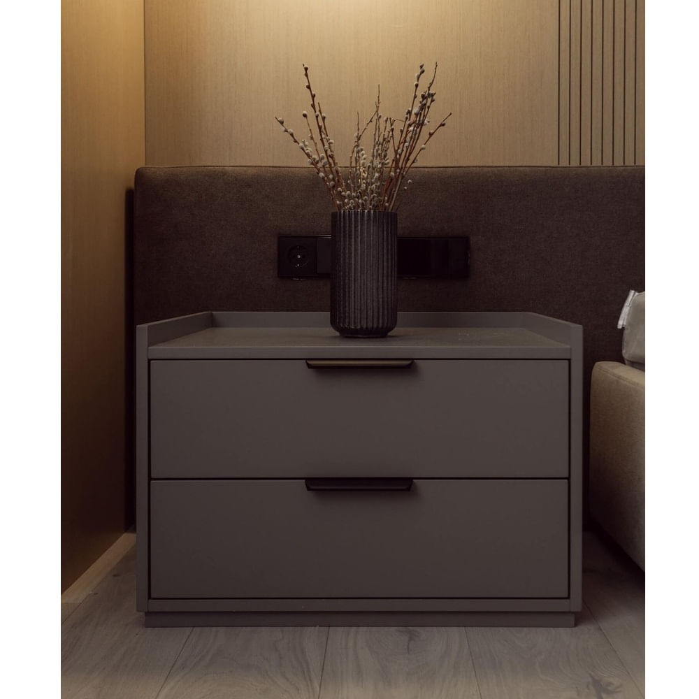 Velador Moderno Toribio 2 Cajones Plomo TU MESITA