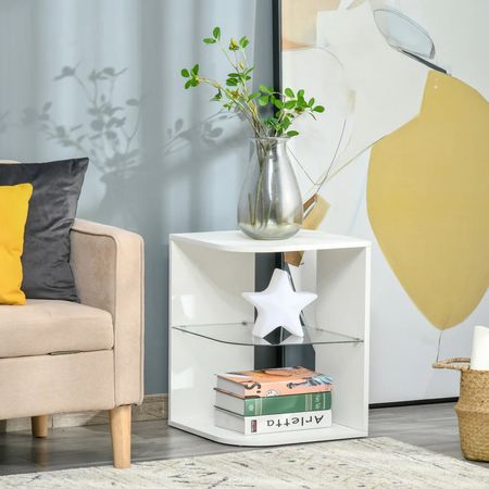 Velador Moderno Lidia Melamina Blanco 40x40x46 TU MESITA