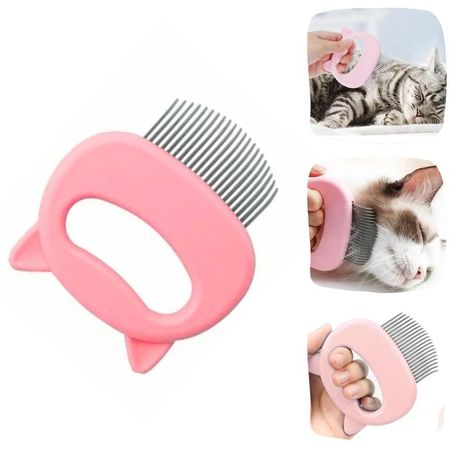 CEPILLO DE PELO PARA MASCOTA- GATO Y PERRO ROSADO