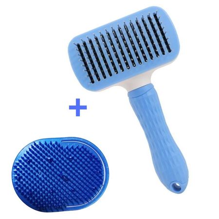 PACK CEPILLO P-MASCOTA BOTON ERGONOMICO CUADRADO CELESTE