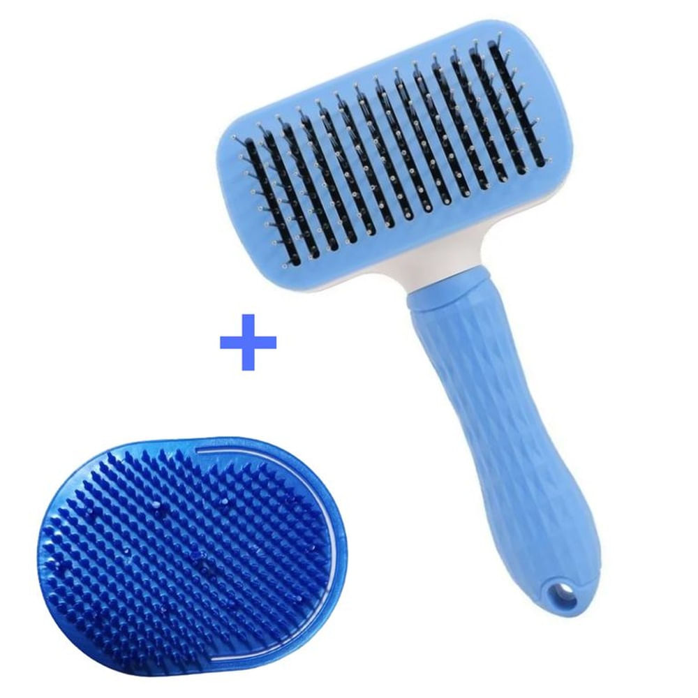 PACK CEPILLO P-MASCOTA BOTON ERGONOMICO CUADRADO CELESTE