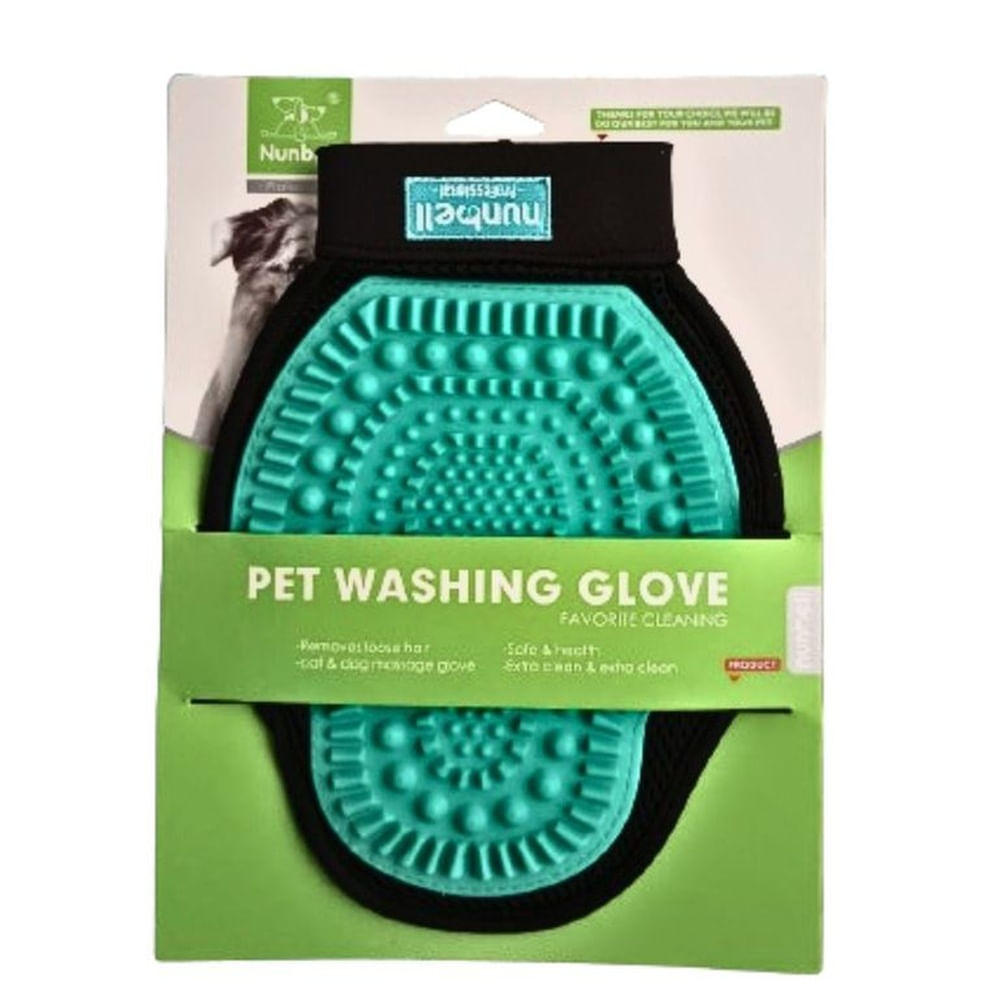 GUANTES DE LAVADO Y MASAJEADOR NUNBELL MASCOTA TURQUESA