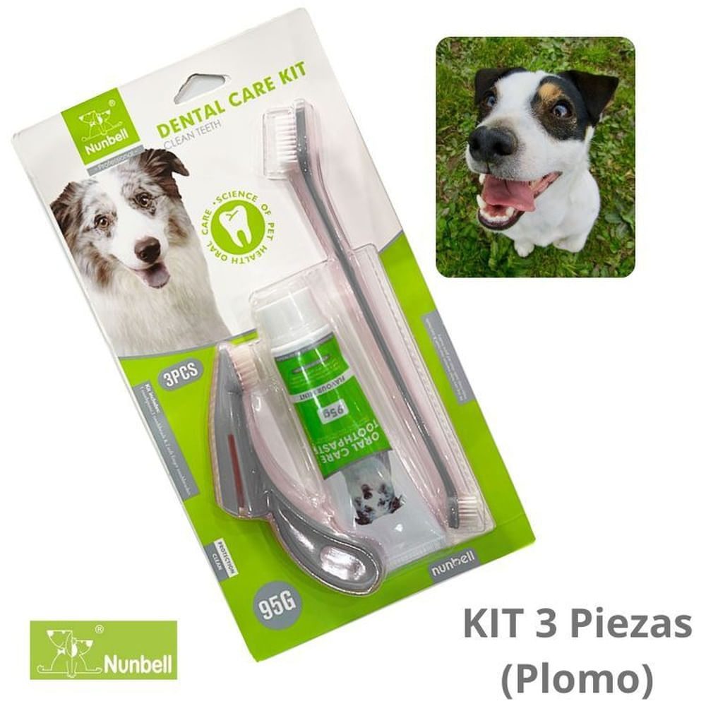 PASTA DENTAL PARA PERROS Y MASCOTAS KIT-3 NUNBELL PLOMO