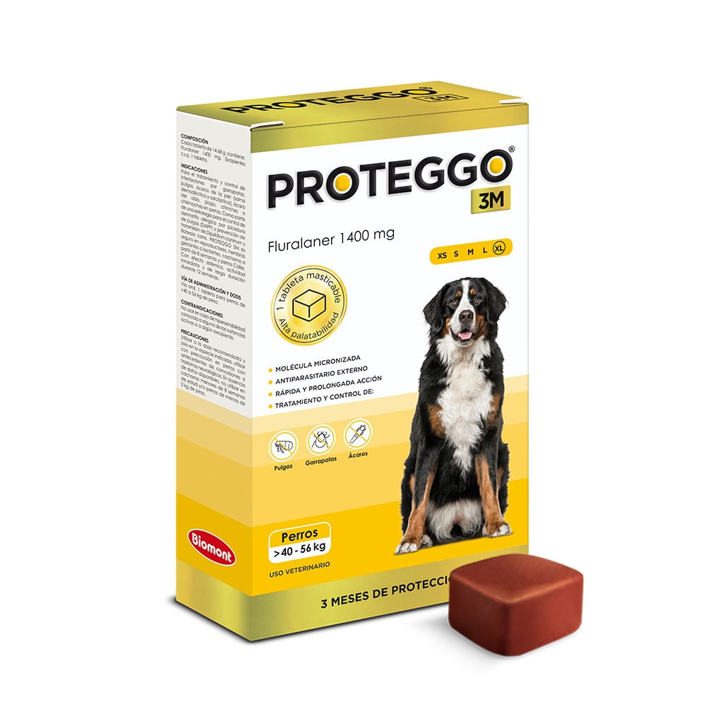 Antipulgas para Perros Proteggo 3M 1400 mg 1 Tableta 40 - 56 Kg