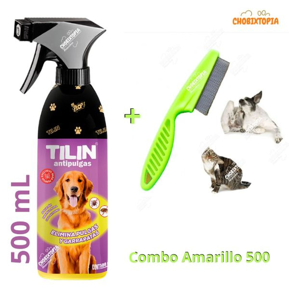 ANTIPULGAS TILIN x 500mL + PEINE ANTIPULGAS AMARILLO
