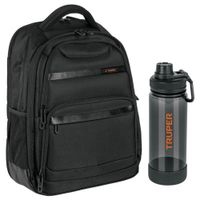 Mochila porta laptop + Tomatodo cantinflora Truper Negro
