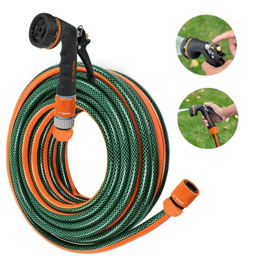Combo manguera de riego 12X25m pistola metálico de riego Truper