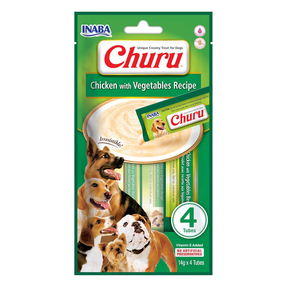 Snack Churu para Perros de Pollo Con Vegetales 4 Tubos x14gr