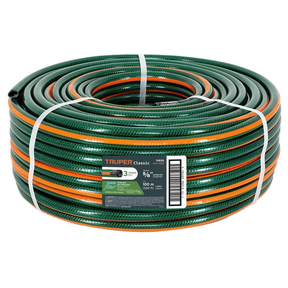 MANGUERA DE RIEGO RESIDENCIAL 5/8 3 CAPAS 100 METROS TRUPER