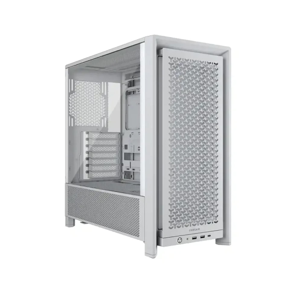 Corsair FRAME Media Torre Blanca para PC - Soporta Mini ITX ATX EATX - Ventilación Avanzada y Con
