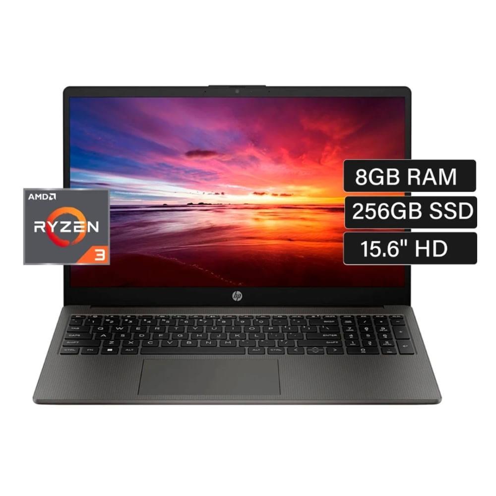 Laptop HP 255 15.6 FHD AMD R3 7320U 8GB RAM 256GB SSD Gris FreeDOS