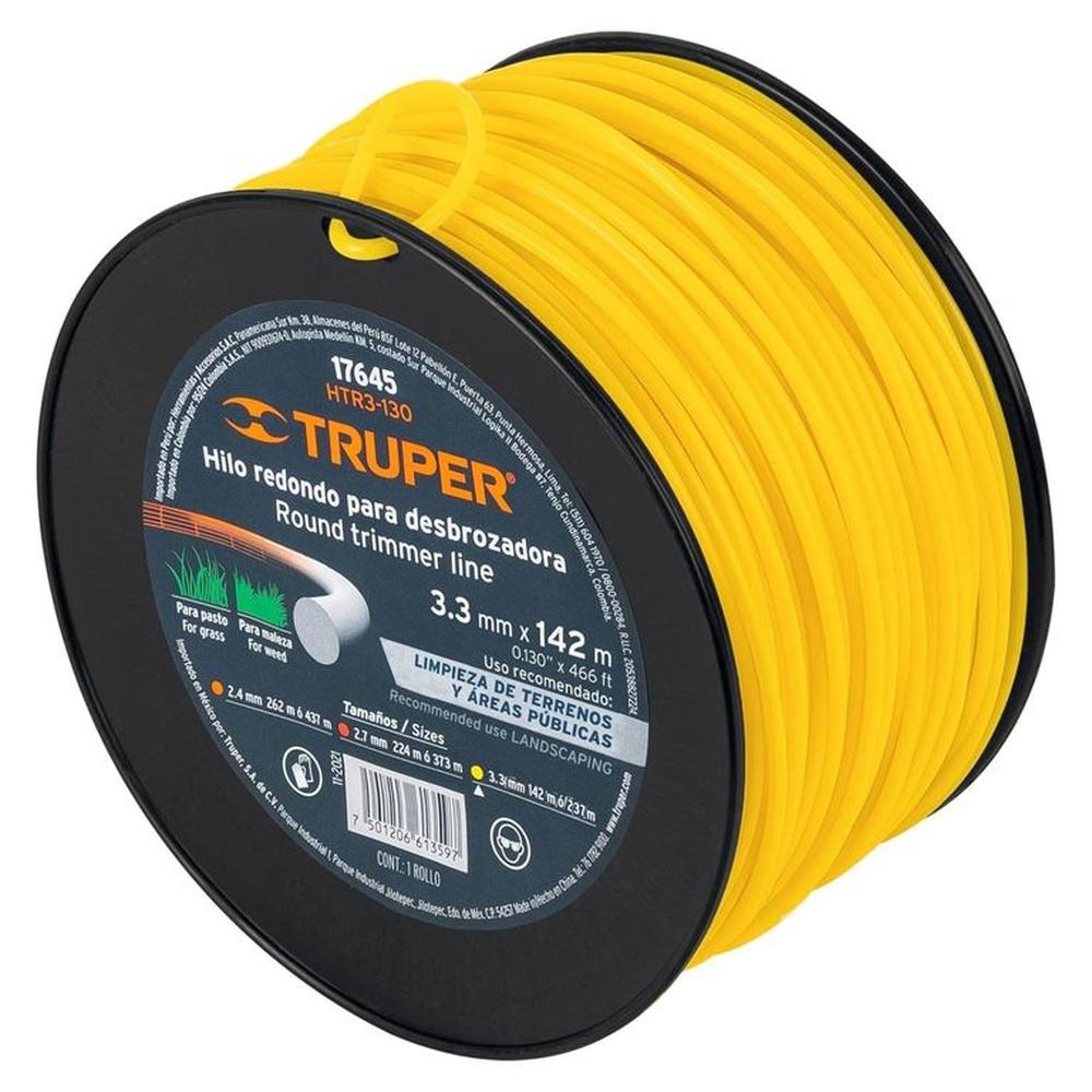 Hilo para desmalezadora desbrozadora podadora 3.3 mm x 142 m, Truper