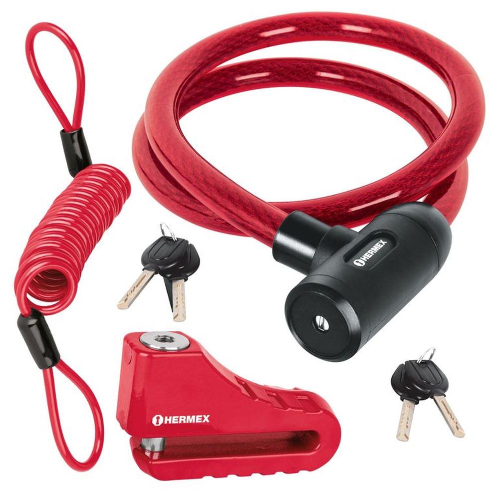 combo cadena de seguridad para moto candado de disco  HERMEX