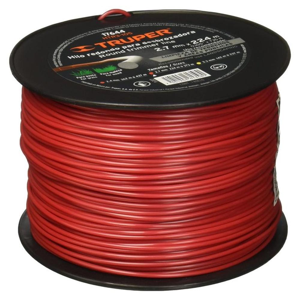 Hilo para desmalezadora desbrozadora podadora 2.7 mm x 224 m, Truper