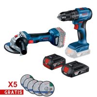 Combo Amoladora inalámbrica GWS 180-LI+Taladro atornillador Percutor GSB 185-LI