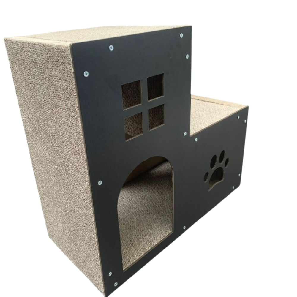 Polarita Rascador Doble Piso RSC045 Negro – Casa para Gatos Premium