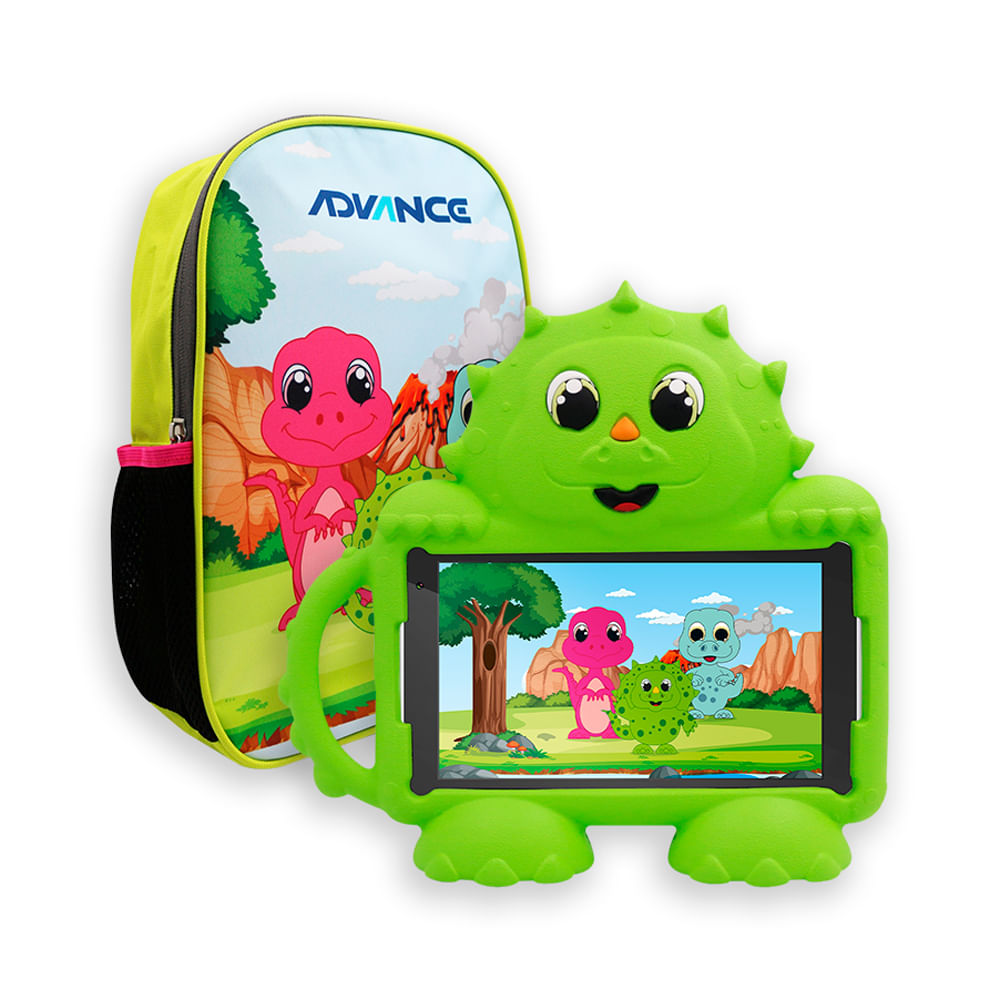 Tablet Advance Kids 7 WiFi 4GB RAM 64GB Dino Verde con Mochila Protectora