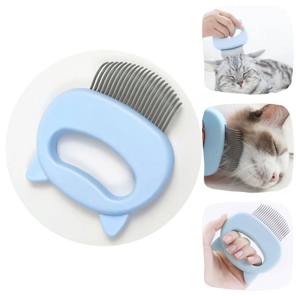 CEPILLO DE PELO PARA MASCOTA- GATO Y PERRO CELESTE