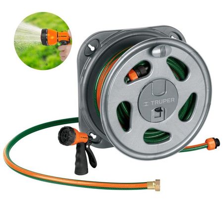Combo manguera de riego 20m portamanguera giratorio pistola de riego