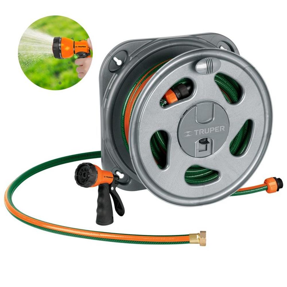 Combo manguera de riego 20m portamanguera giratorio pistola de riego