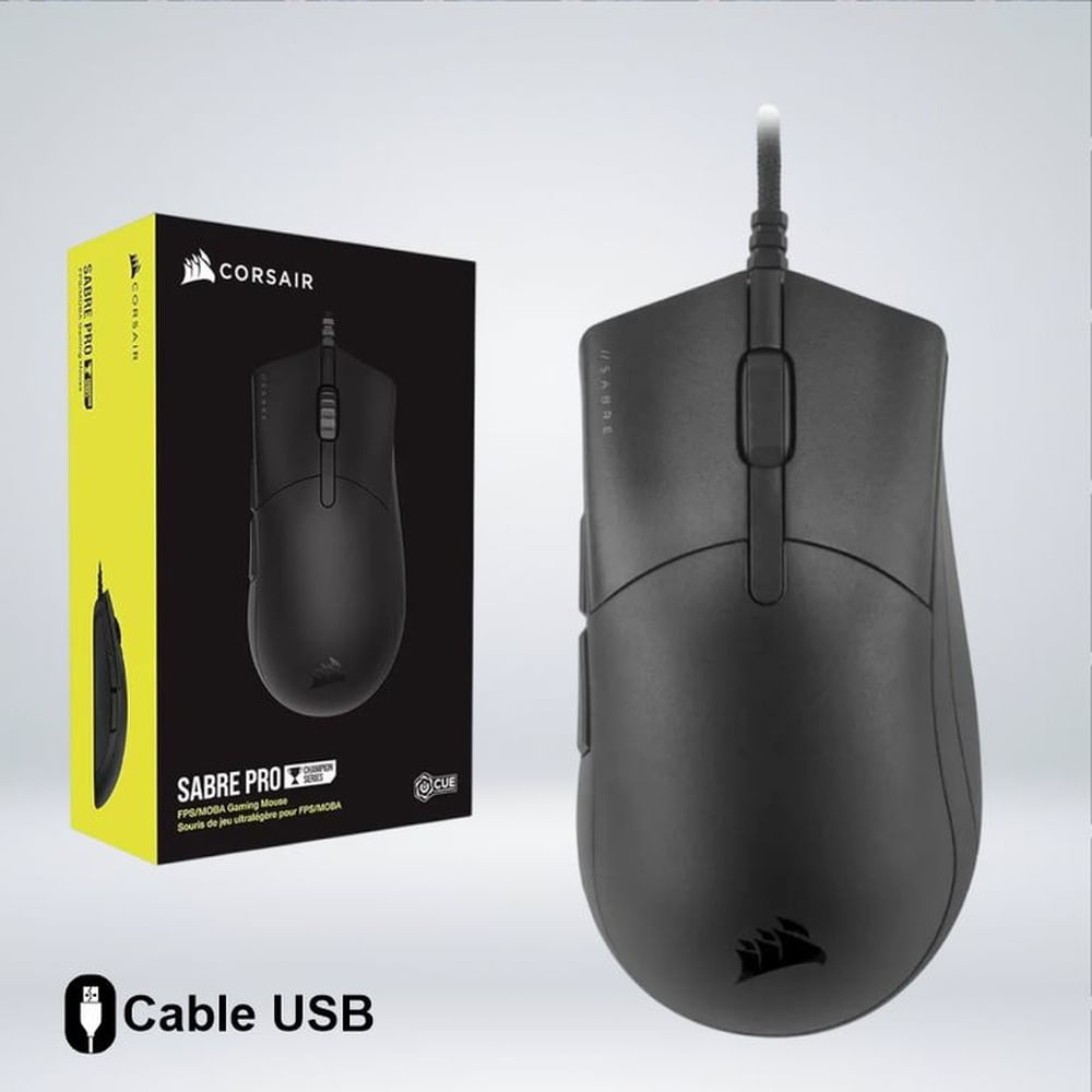 MOUSE GAMER CORSAIR SABRE PRO SENSOR OPTICO PIXART 18K DPI 6 BOTONES