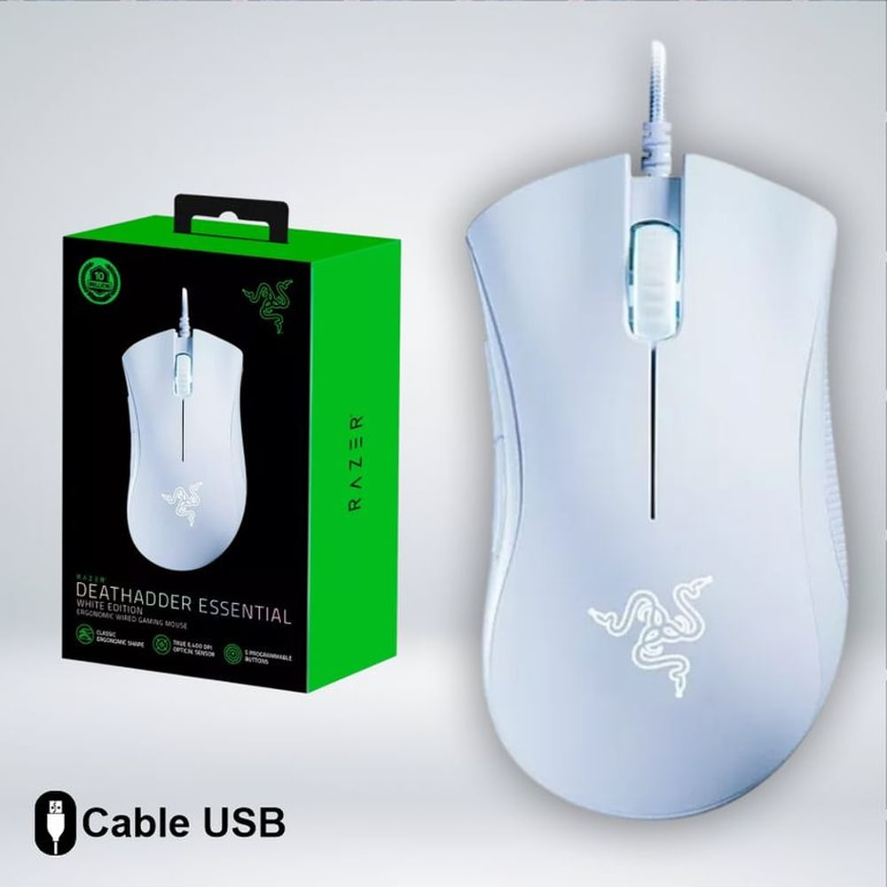 MOUSE GAMER RAZER DEATHADDER ESSENTIAL 6400DPI ERGONOMICO  USB