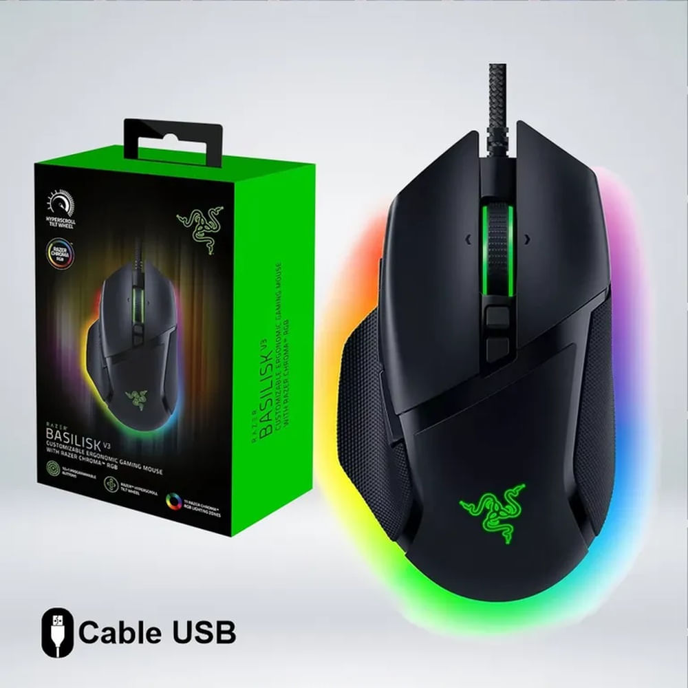 MOUSE GAME BASILISK V3 RGB 26KDPI 11 BOTONES HYPERSCROLL 11 ZONAS