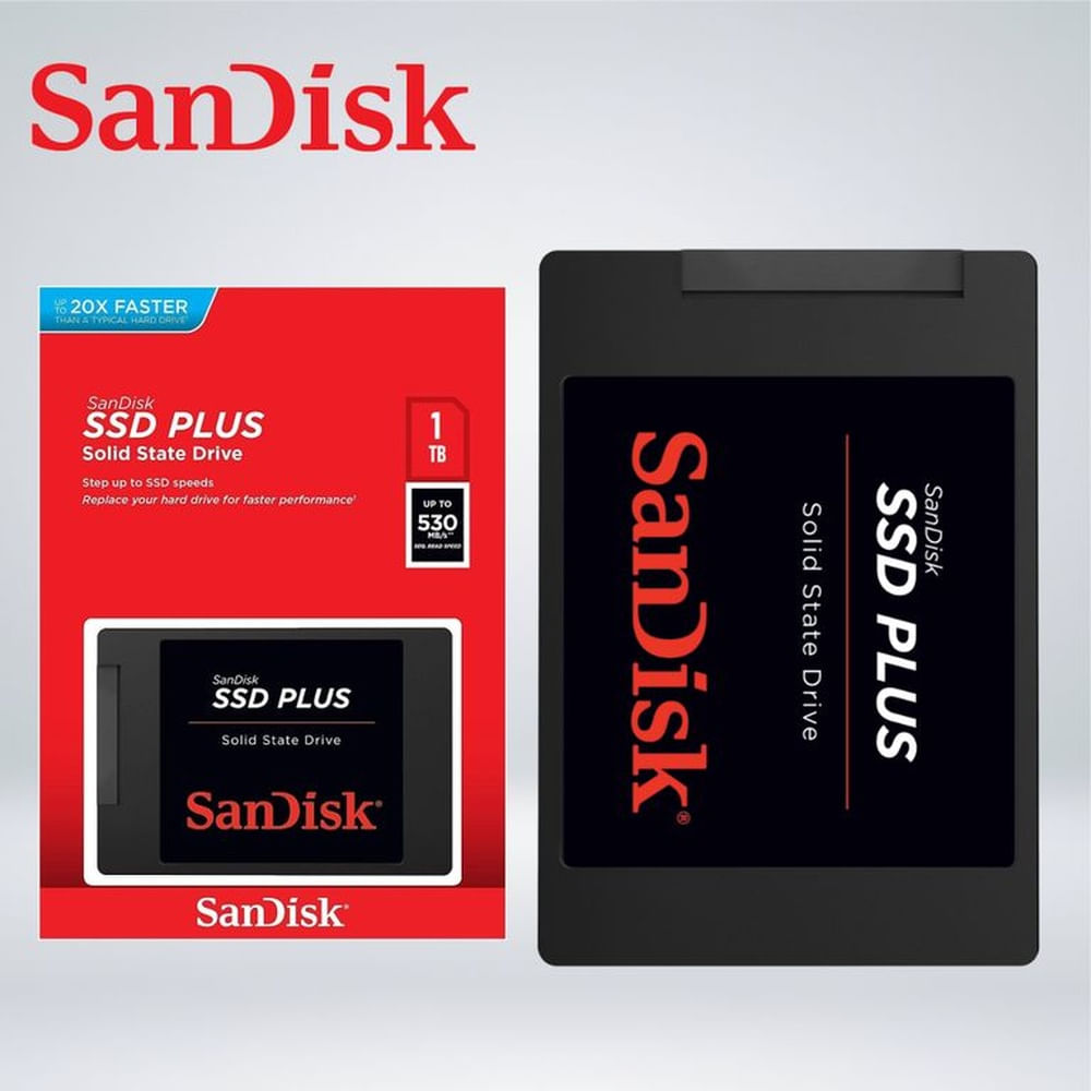 UNIDAD DE ESTADO SÓLIDO SANDISK SSD PLUS, 1TB, SATA 6GB/S, 2.5"", 535 MB/S, 450 MB/S