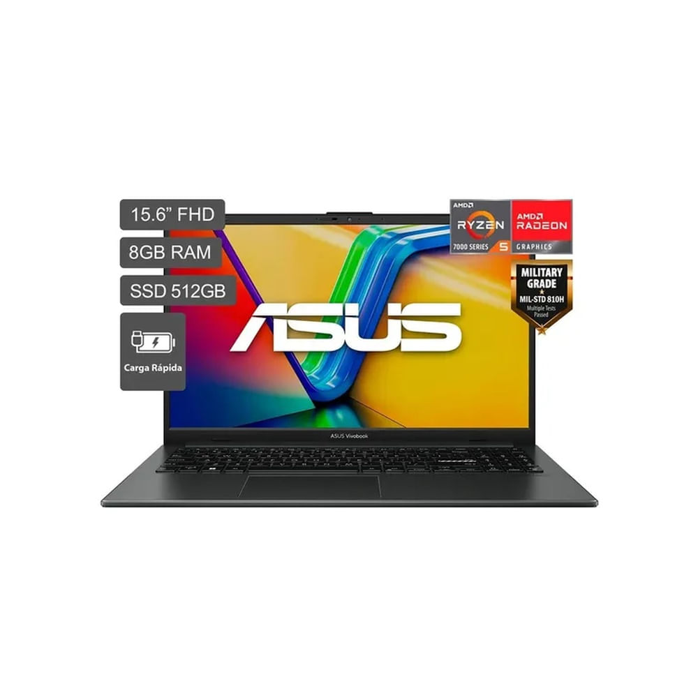 Laptop Asus Vivobook E1504F 15.6'' FHD, Ryzen 5 7520U, 8GB DDR5, 512GB SSD, Windows 11 Español