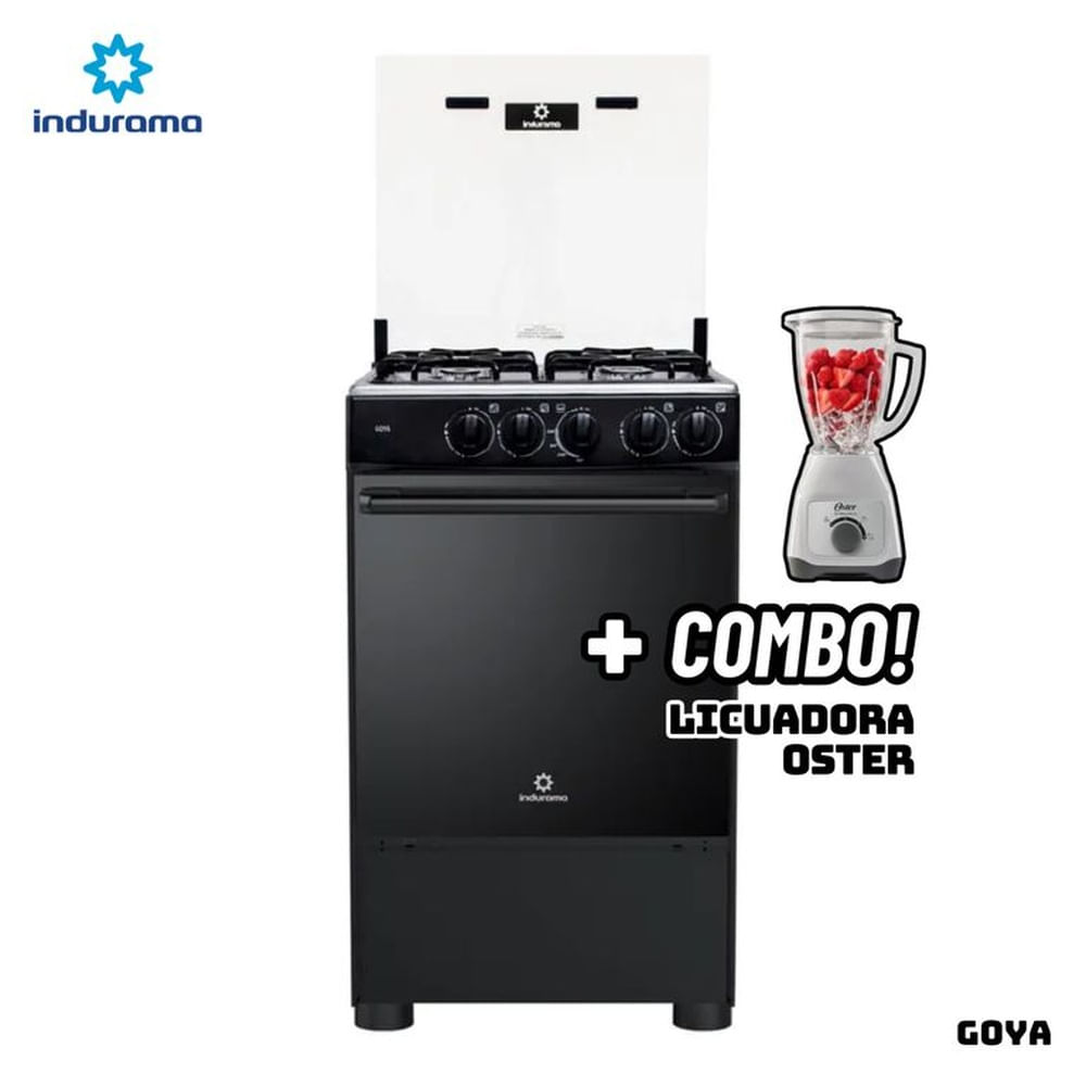 COCINA DE PIE INDURAMA A GAS 4 HORNILLAS - GOYA + LICUADORA OSTER BLANCA
