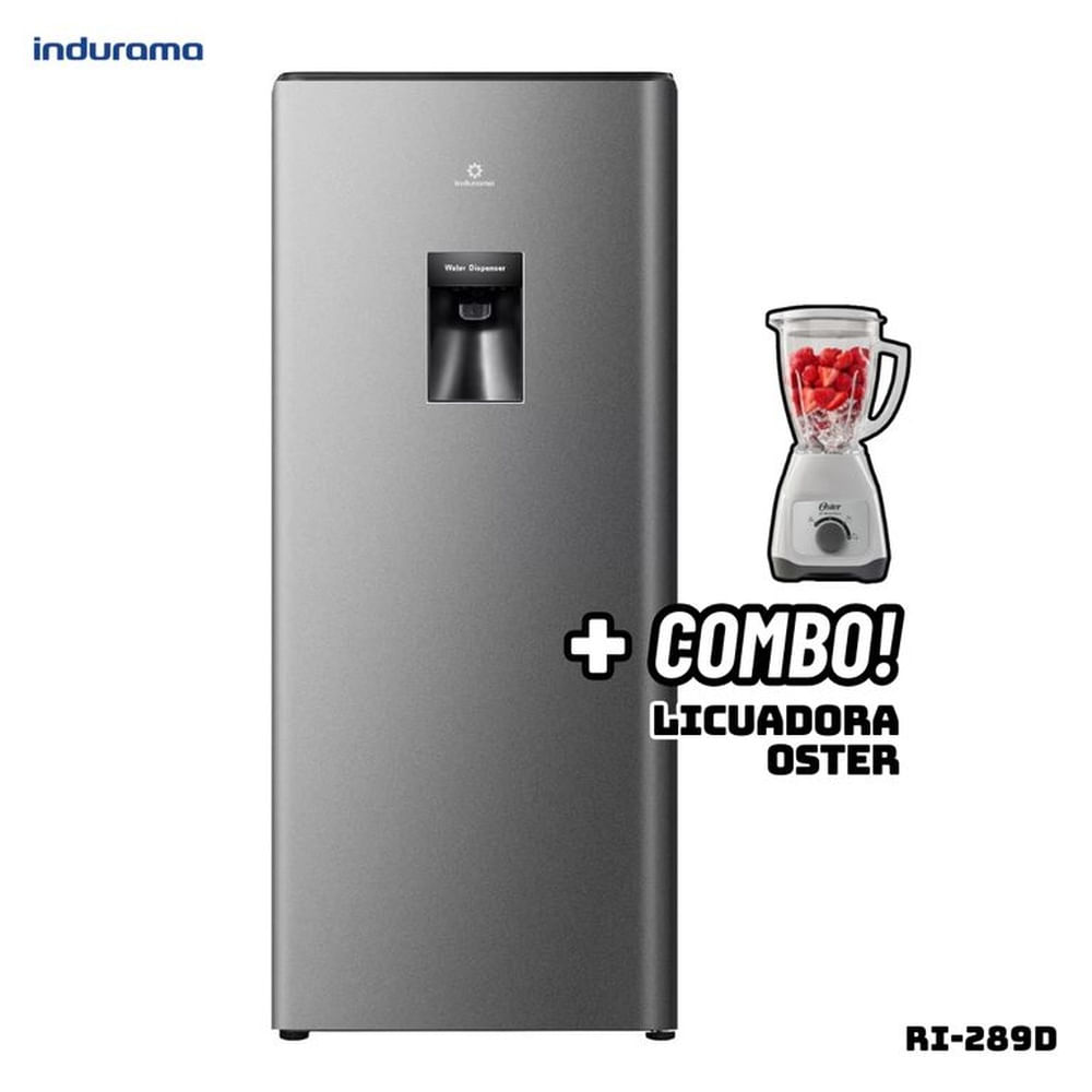 REFRIGERADORA INDURAMA 177 L CON DISP DE AGUA PLATEADO - RI-289D + LICUADORA OSTER BLANCA