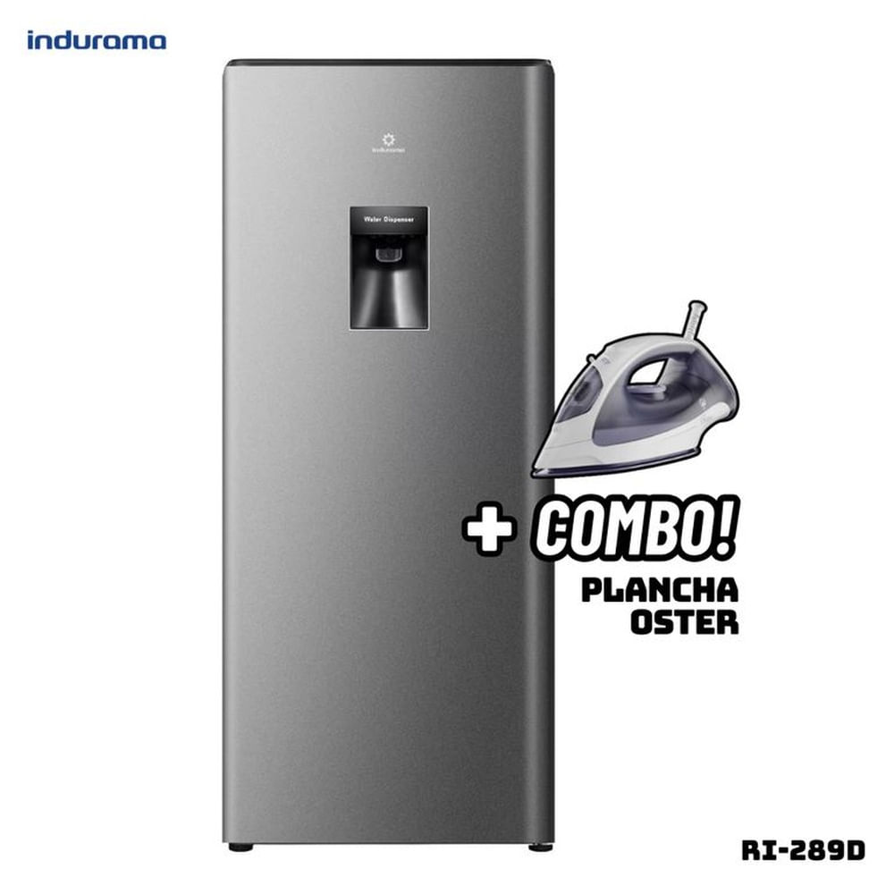 REFRIGERADORA INDURAMA 177 L CON DISP DE AGUA PLATEADO - RI-289D + PLANCHA OSTER