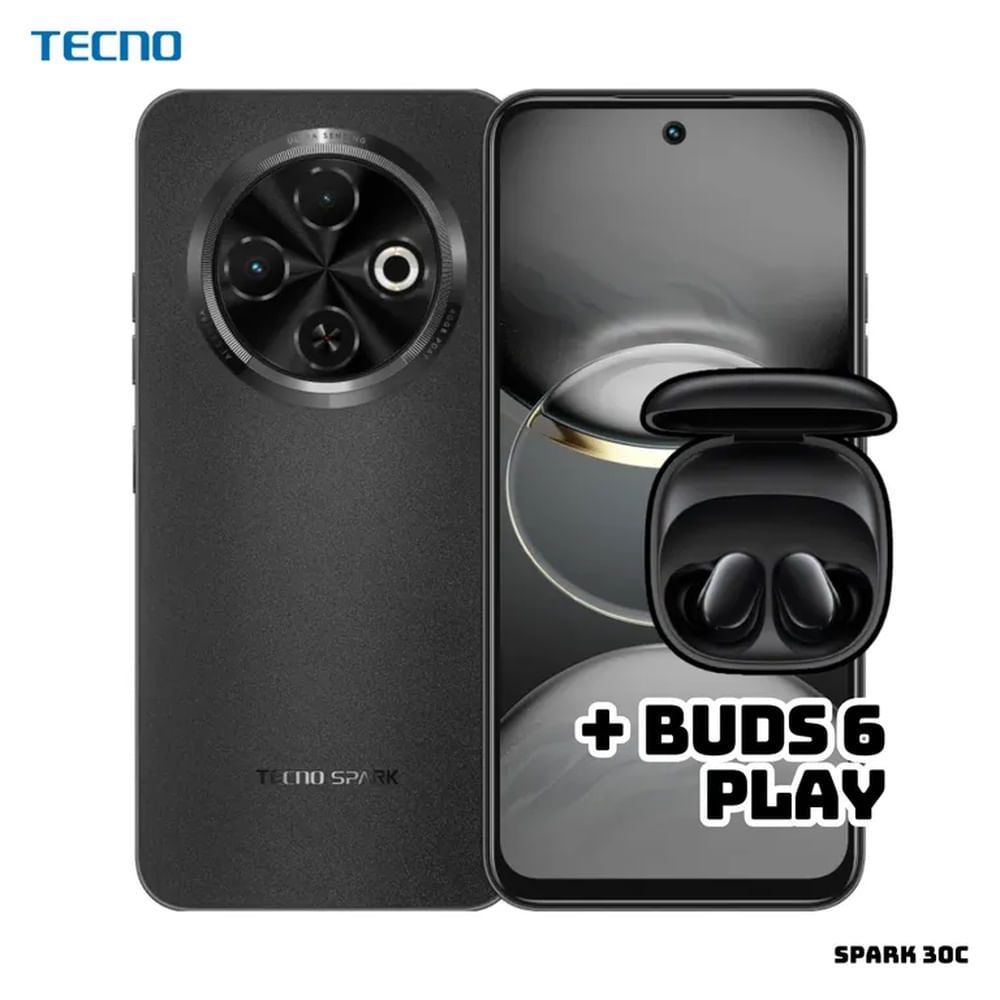 CELULAR TECNO SPARK 30C 4GB RAM 256 ROM - ORBIT BLACK + BUDS 6 PLAY