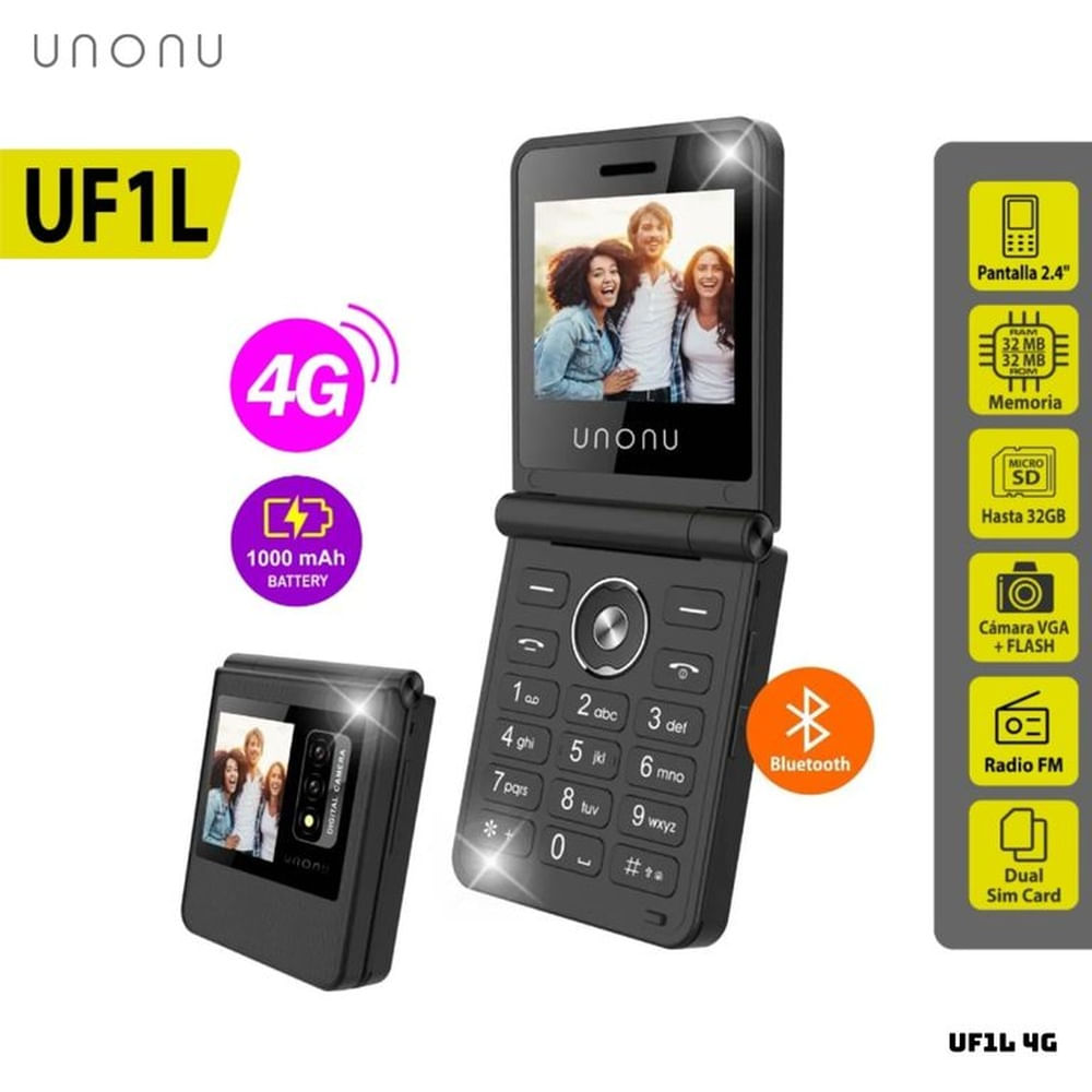 CELULAR BASICO UNONU UF1L 4G DUAL SIM - NEGRO