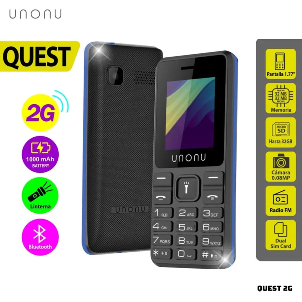 CELULAR BASICO UNONU QUEST 2G DUAL SIM - AZUL