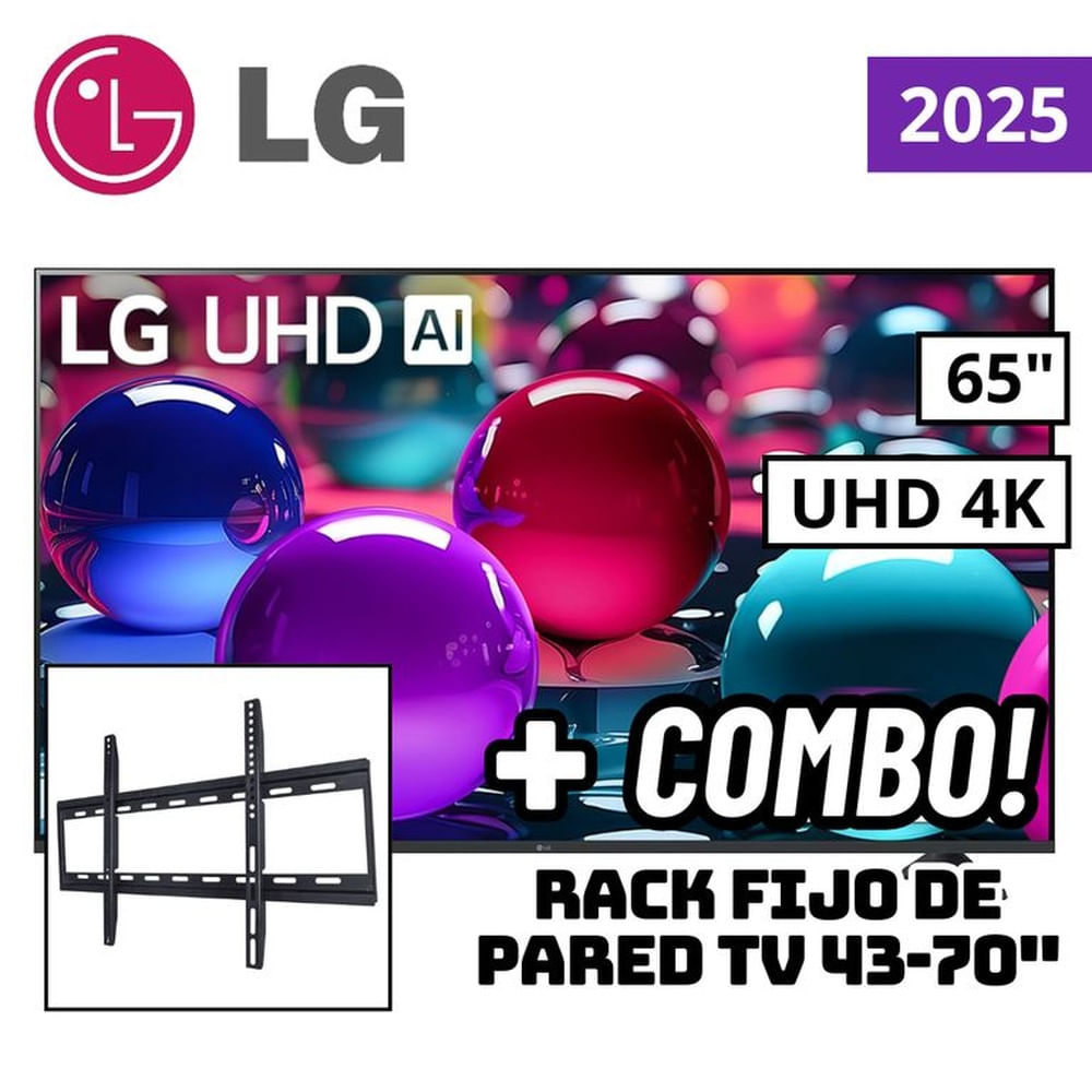 TELEVISOR LG 65 SMART TV THINQ AI WEBOS HUB 4K UHD LED 2025 - 65UA7300PSB + RACK FIJO