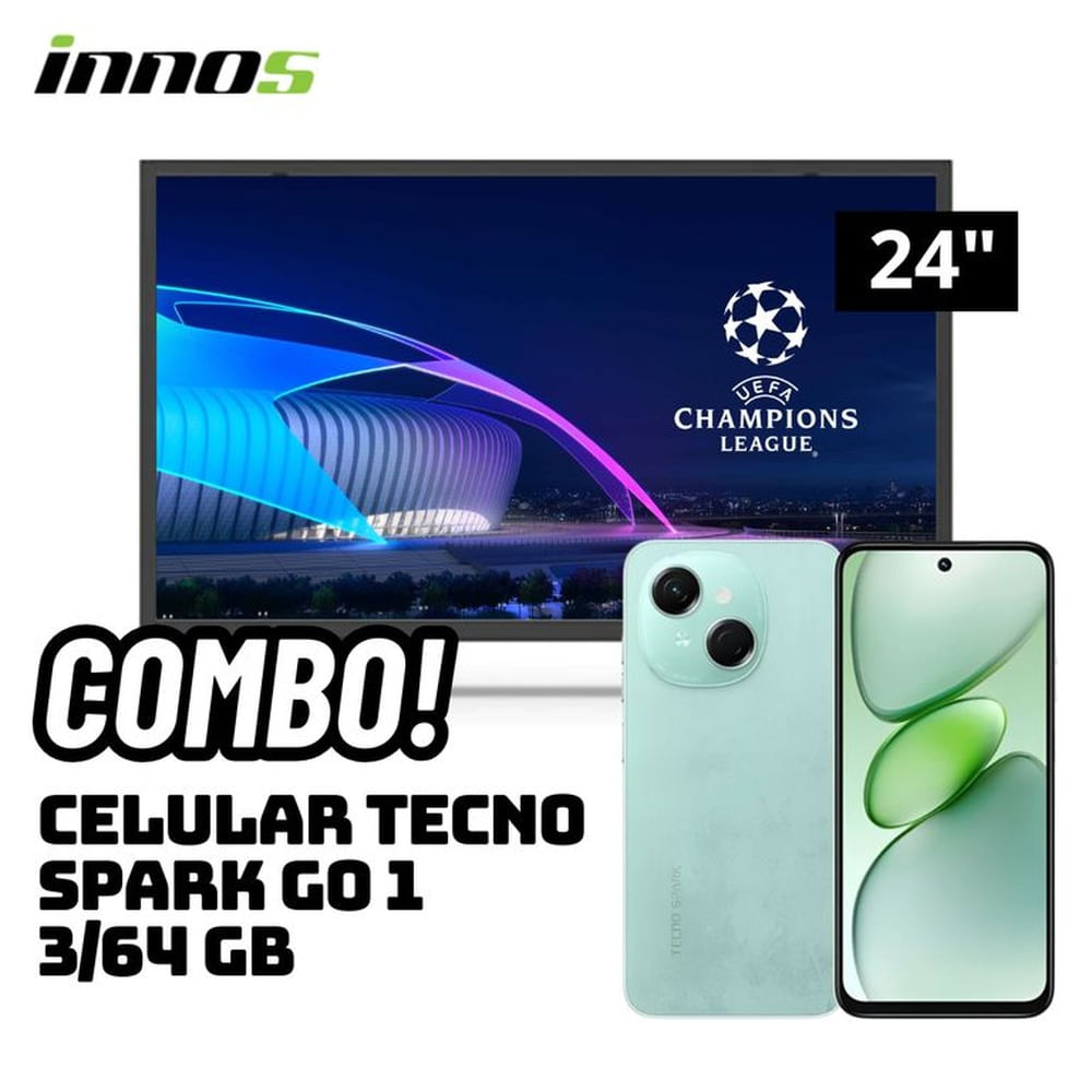 TELEVISOR INNOS 24 SMART TV ANDROID TV HD LED - S2401KU + CELULAR TECNO SPARK GO 1 3/64 GB VERDE