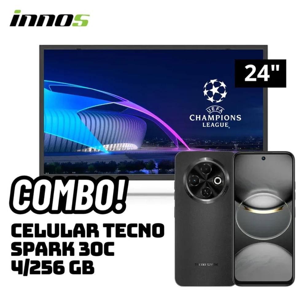 TELEVISOR INNOS 24 SMART TV ANDROID TV HD LED - S2401KU + CELULAR TECNO SPARK 30C 4/256 GB NEGRO