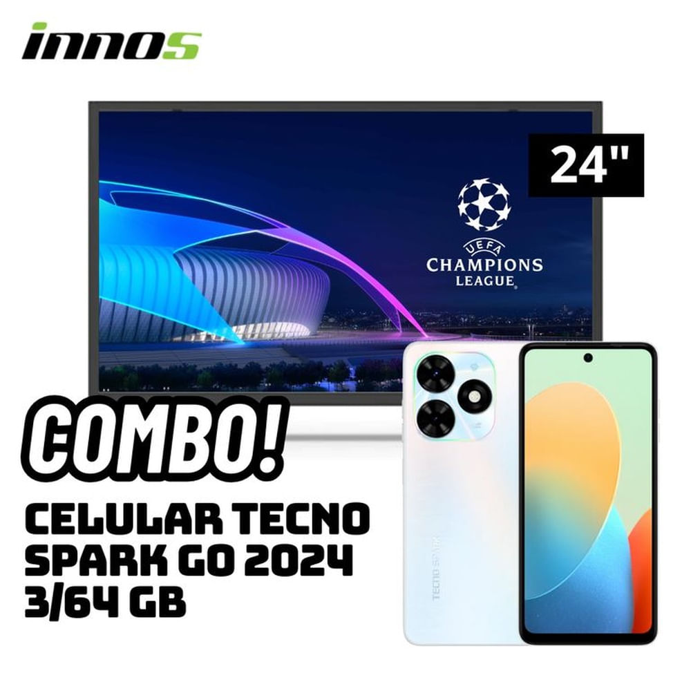 TELEVISOR INNOS 24 SMART TV ANDROID TV HD LED - S2401KU + CELULAR TECNO SPARK GO 2024 3/64 GB BLANCO