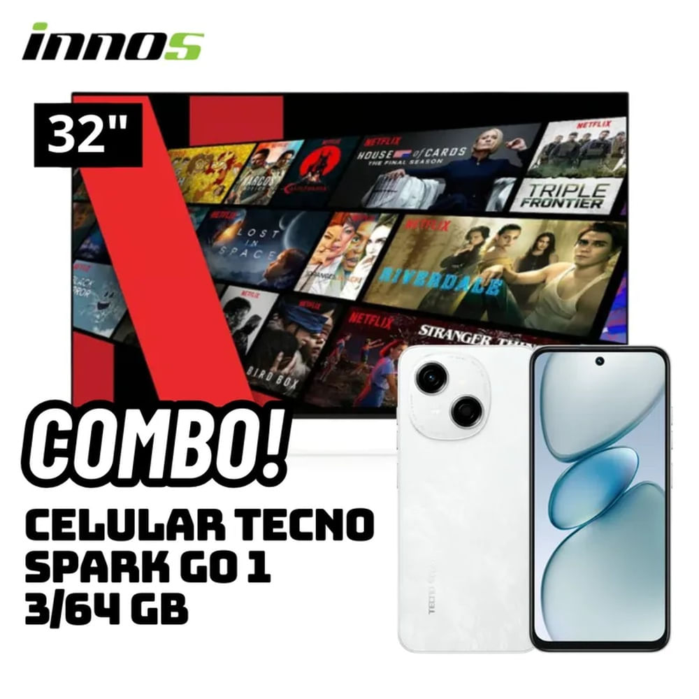 TELEVISOR INNOS 32 SMART TV ANDROID TV HD LED - S3201KU + CELULAR TECNO SPARK GO 1 3/64 GB BLANCO