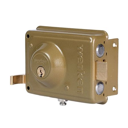 Cerradura Sobreponer Werken Modelo 375 Zincada con Cadena Antirrobo