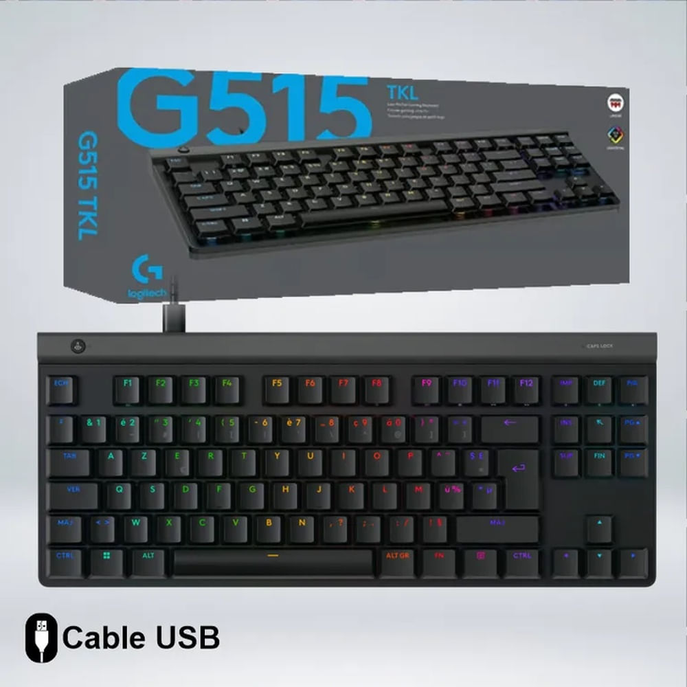 TECLADO GAMER G515 TKL CABLEADO LIGHTSYNC RGB PBT DOBLE INYECCION