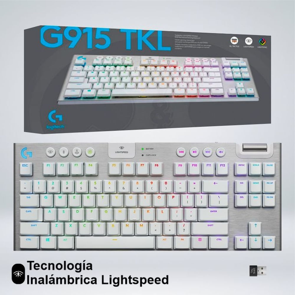 TECLADO G915 X LIGHTSPEED TKL RGB BLUETOOTH TECLAS PBT DOBLE DISPARO