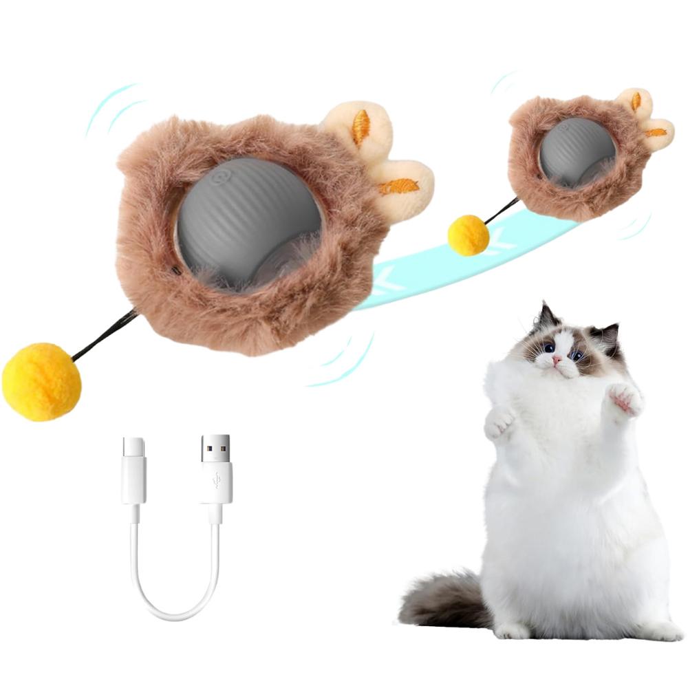 Juguete Inteligente para Gatos Pelota Interactiva con Felpa LED Recargable