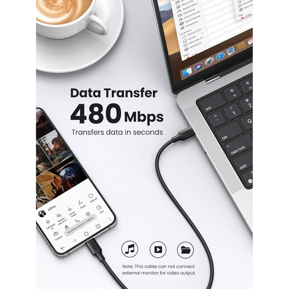Ugreen Cable de Carga Rápida USB-C a USB-C 60W 3m US286 - 60788