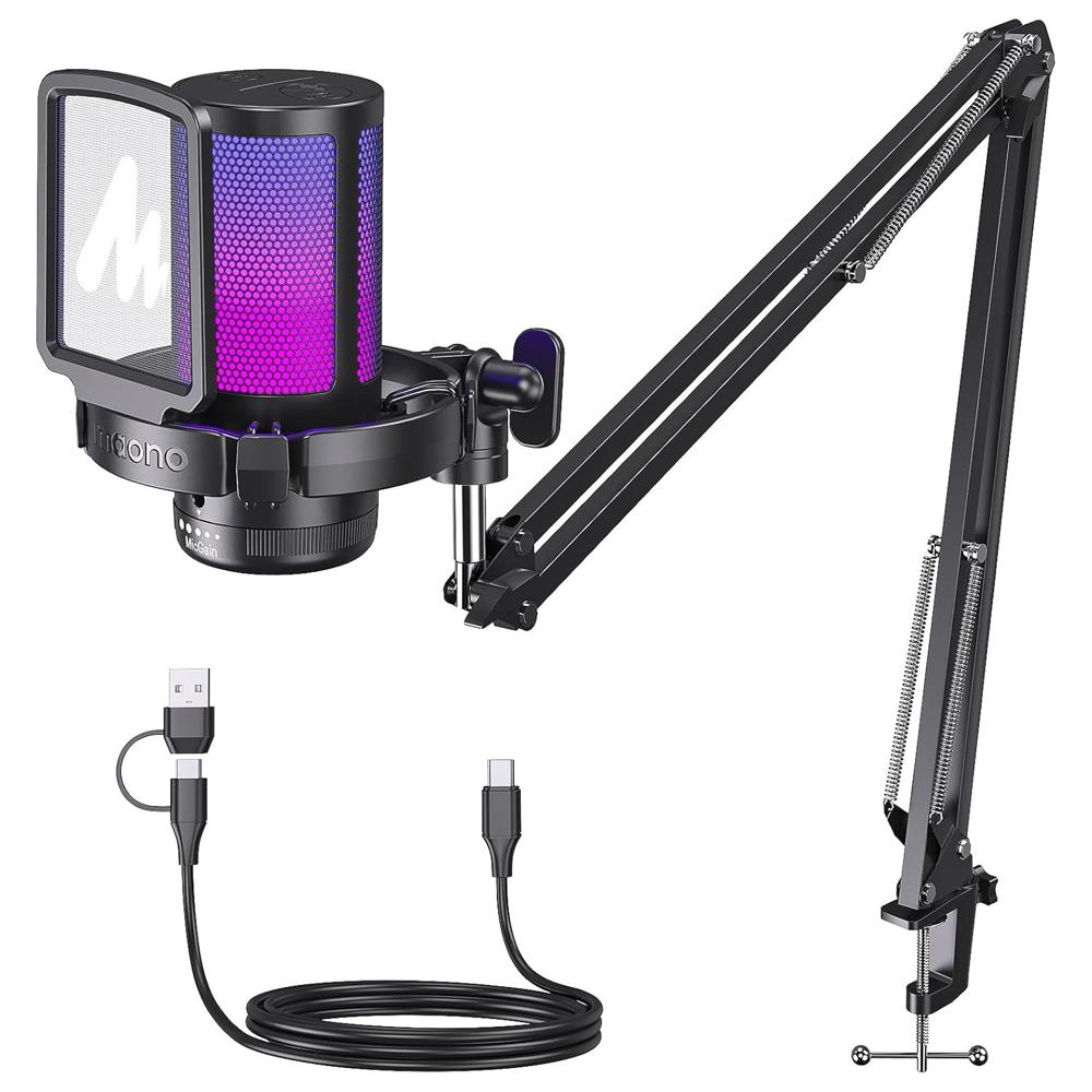 Micrófono Maono Usb Gamer Condensador Podcast Live Tik Tok RGB DGM20S