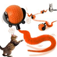 Juguete Inteligente para Gatos Pelota con Cola Larga Recargable Naranja
