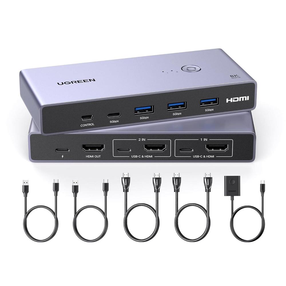 Conmutador KVM 2x HDMI 8K 60Hz 2.1 USB-C 3.0 4 puertos USB CM692 25961